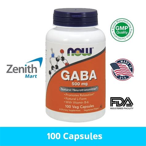 Now Foods Gaba 500 Mg 100 Veg Capsules Zenith Mart