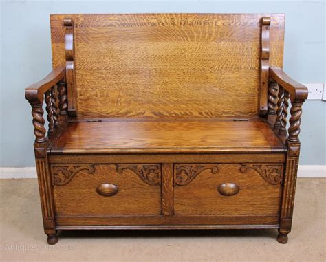 Antique Oak Monks Bench Settle Hall Seat As A Antiques Atlas