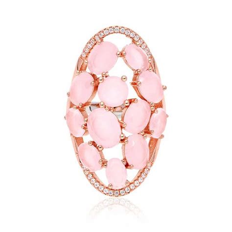 Bague Argent Rose Asym Trique Pierres Rose Orus Bijoux