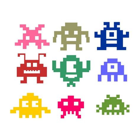 Space Aliens Pixel Monster Design Png Dxf Svg And Eps File For Etsy