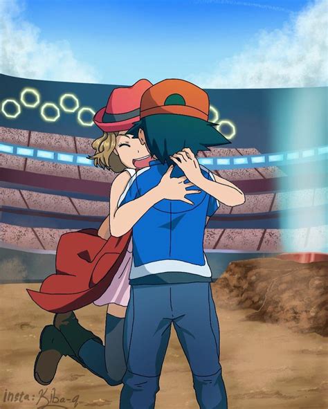 Ash And Serena Hug