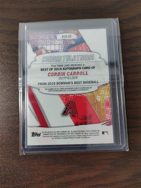 Corbin Carroll 2019 Topps Bowman S Best Baseball MLB Autograph Auto