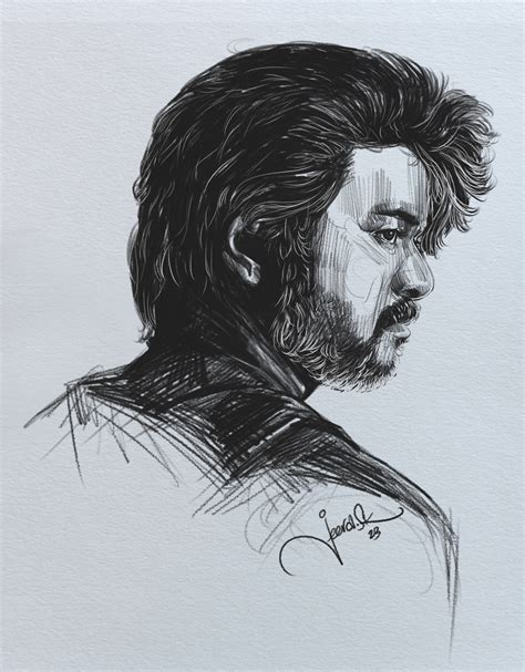 Artstation Leo Thalapathy Vijay Pencil Sketch 2023 Thalapathyvijay