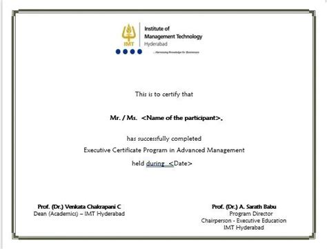 imt hyderabad executive certificate  advanced management timespro