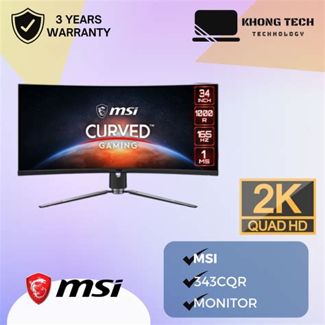 KHONG Tech MSI MPG Artymis 343CQR 34 3440 X 1440 UWQHD 165Hz Gaming