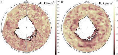 Color Maps Of Microhardness A And Hardness B Distribution Over The