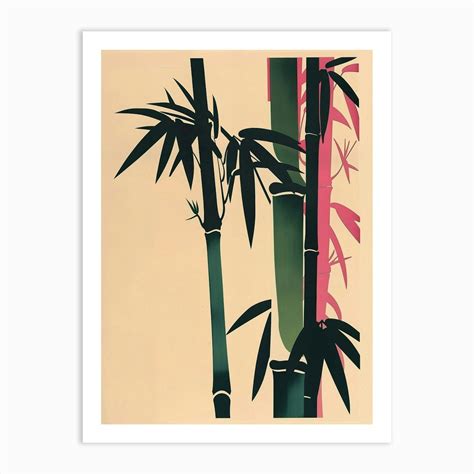 bamboo tree colourful illustration  art print  bough  bloom