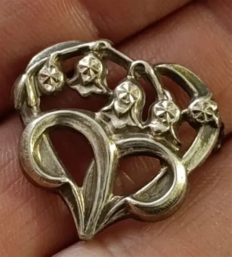 ANCIENNE BROCHE ARGENT Massif Art Nouveau Muguet Clochette 1 8 G Bijoux