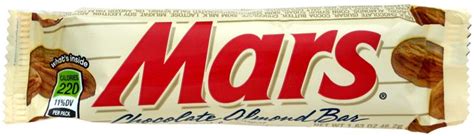 Mars Chocolate Almond Bar With The Word Mars Written On Its Wrapper