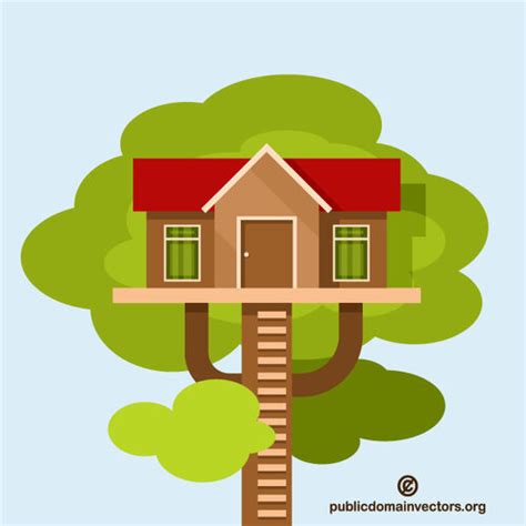 Tree House Vector Clip Art Public Domain Vectors