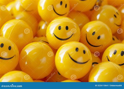 Bright Yellow Smiley Face Balls Creating A Cheerful And Positive