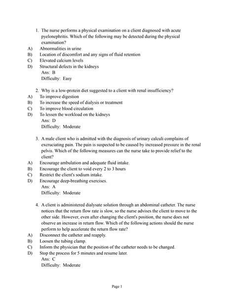 SOLUTION Chapter 58 Caring For Clients With Disorders Of The Kidneys