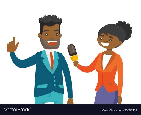 African American Reporter Interviewing A Man Vector Image