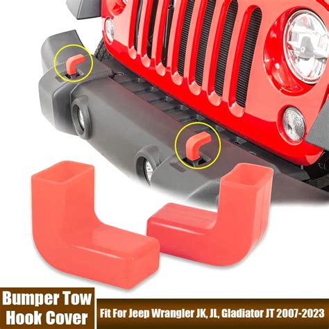 2pcs Auto Front Bumper Tow Hook Covers Car Accessories Rubber Tow Hook Covers Fit For Jeep