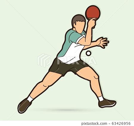 Ping Pong Player Table Tennis Action Cartoon Stock Illustration