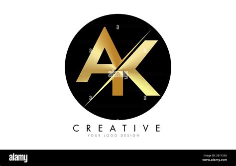 Ak A K Golden Letter Logo Design With A Creative Cut Creative Logo