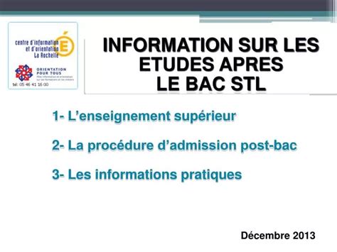 Ppt Information Sur Les Etudes Apres Le Bac Stl Powerpoint