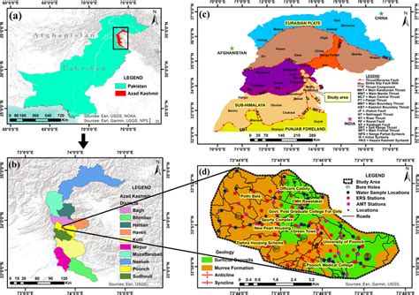 a Location map of Azad Kashmir in Pakistan shown by red polygon. b ...