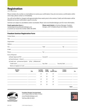 Fillable Online Registration Form Freedom Designs Fax Email Print