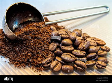 Coffee Beans And Ground Stock Photo Alamy