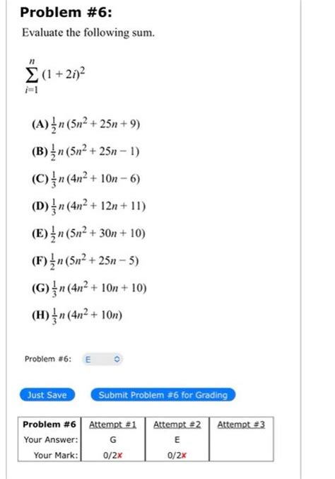 Solved Evaluate The Following Sum I N I A Chegg