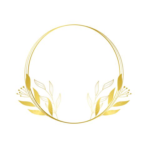 Elegante Marco Floral Dorado Circular Png Dibujos Oro Floral Follaje Png Y Vector Para