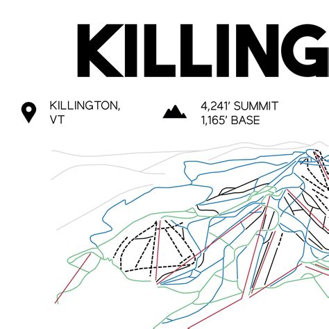 Killington Vermont Printable Ski Map 16x20 | Etsy