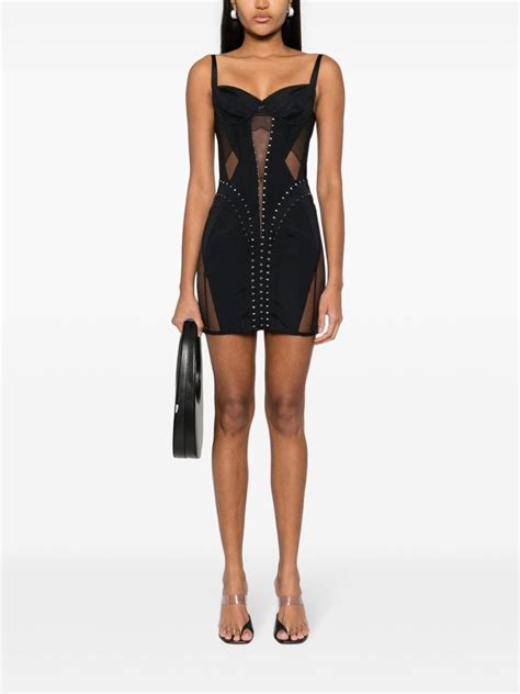 Mugler Panelled Corseted Minidress Black Farfetch