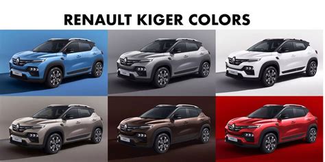 Renault Kiger Colors Blue Brown Grey White Red Silver GaadiKey