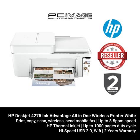 HP Deskjet 4275 Ink Advantage All In One Wireless Printer White PC Image