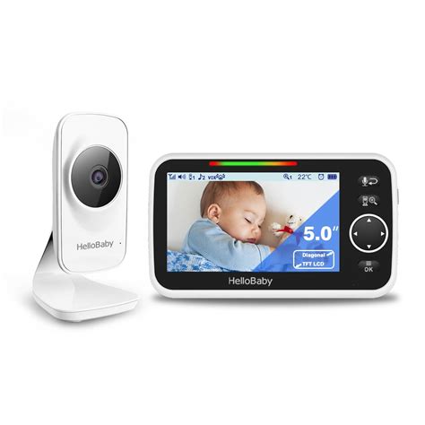 Hello Baby Video Baby Monitor with 5 inch Large Screen, Temperature Sensor, 2-Way Audio ...