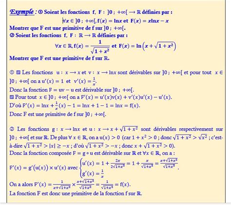 Cours De Maths Terminale Calcul Des Primitives D Une Fonction