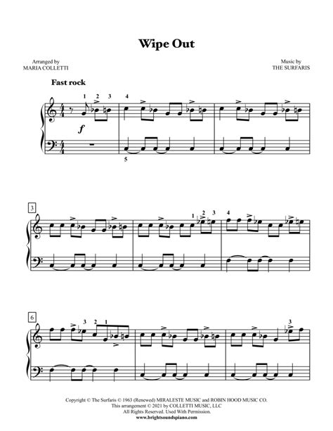 Wipe Out Arr Maria Colletti By The Surfaris Sheet Music For Easy