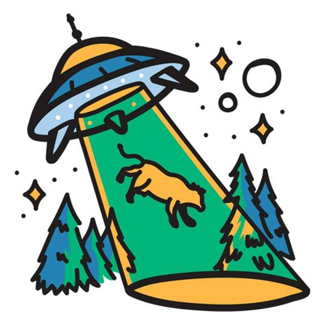 Diseño Png Y Svg De Nave Espacial Alienígena Volando Sobre Un Bosque Para Camisetas