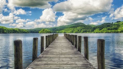 Wallpaper Pier Lake Mountains Trees Landscape Nature Hd Picture