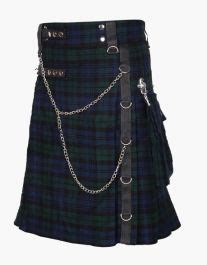 Black Watch Gothic Kilt With Flap Pockets Utk