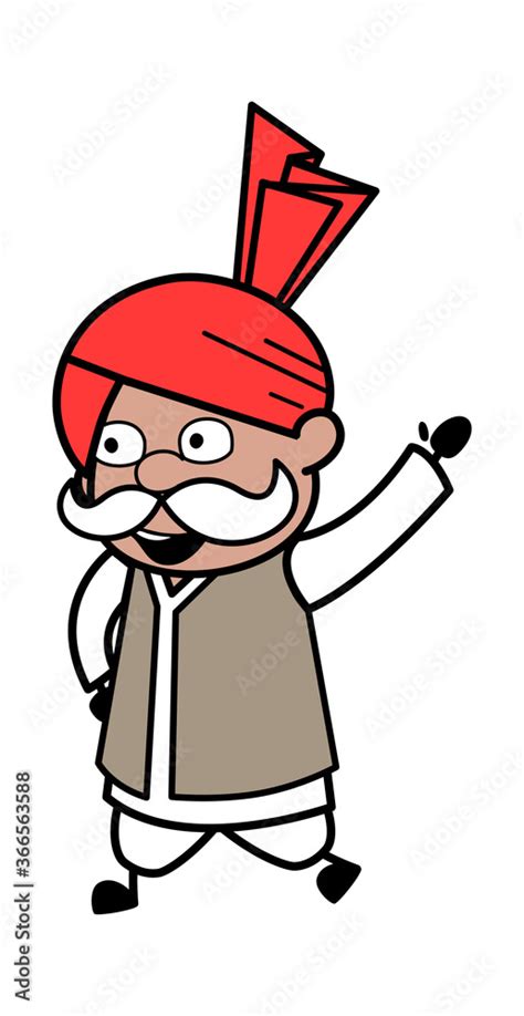 Cartoon Haryanvi Old Man saying Hello Stock Vector | Adobe Stock