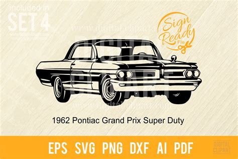 1962 Pontiac Grand Prix Super Duty Svg Cut Ready Clip Art