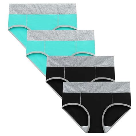 Femmes Couleur Unie Patchwork Mémoires Culottes Sous Vêtements Culottes Bikini Slip l19144