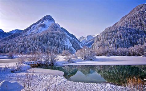 Winterlandschap Met Bergen Achtergronden