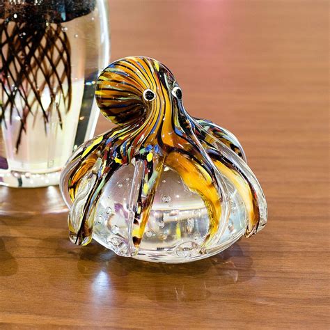 GLASS OCTOPUS PAPERWEIGHT