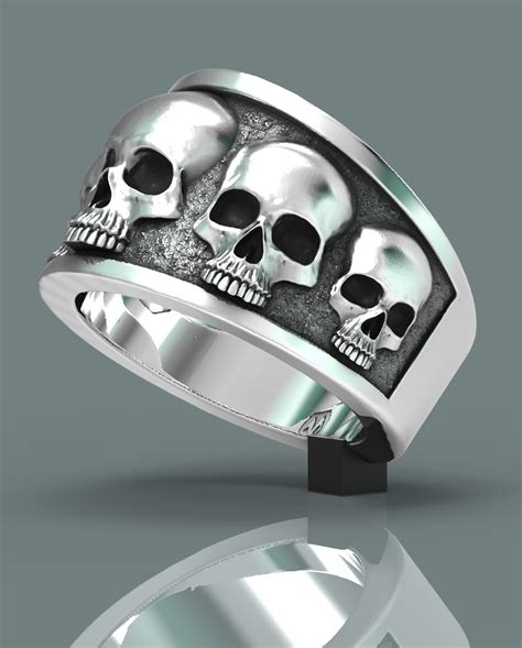 Skull Ring Sterling Silver Handmade Skull Rings Biker Jewelry Rings