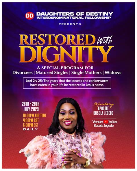 Restored With Dignity Daughters Of Destiny