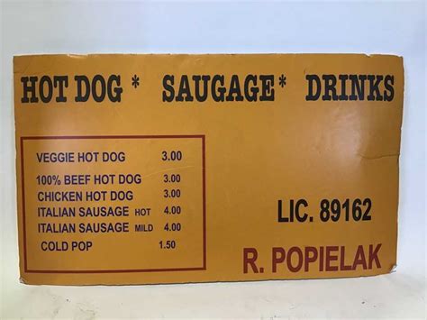 Hot Dog Stand Menu Sign