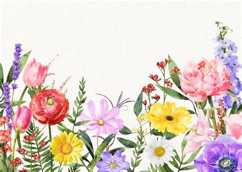 Watercolor flower border, spring background | Premium Photo - rawpixel