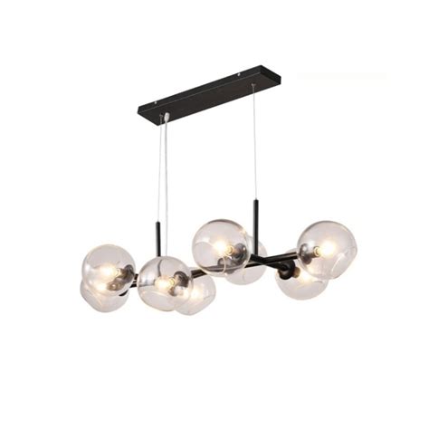 Lustre Pendente Moderno Jabuticaba 8 Lâmpadas Preto Sala Cozinha Mesa