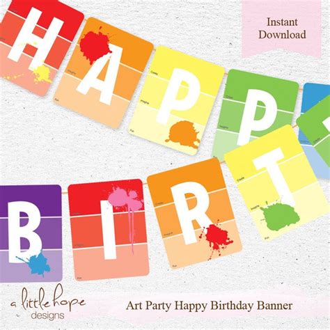 Art Party Happy Birthday Banner / Happy Birthday Pennant / DIY ...