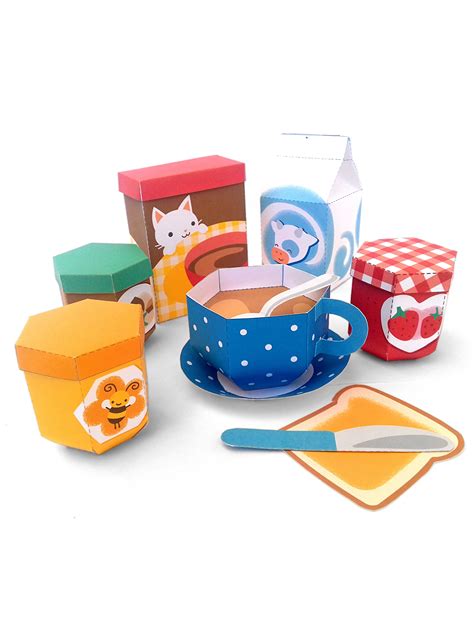 Diy Papercraft Kit Food Playset Pdf Paper Toy Breakfast