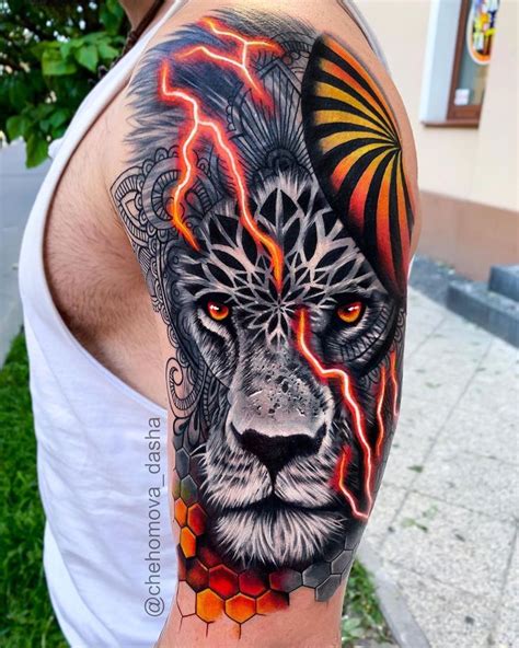 Lion Tattoo | World Tattoo Gallery | Cool chest tattoos, Lion shoulder ...