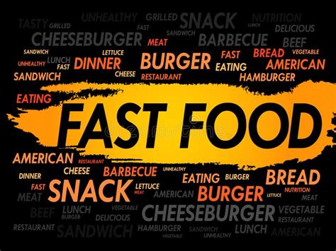 Fast Food Word Cloud Collage Concept Background Stock Illustration